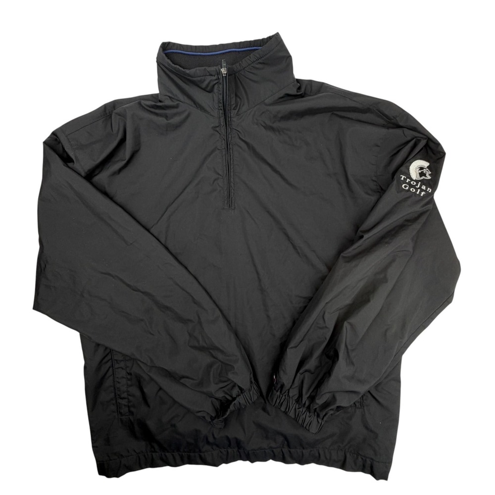 Tommy Hilfiger Golf Vintage Men's Large Trojan Golf 1/4 Zip Black Windbreaker